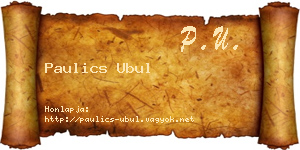 Paulics Ubul névjegykártya